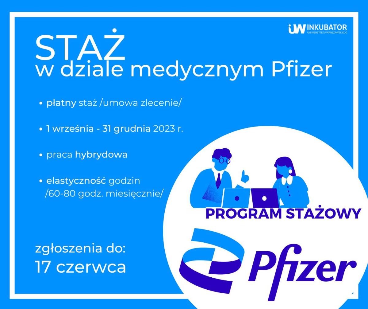 Plakat - staż w dziale medycznym Pfizer